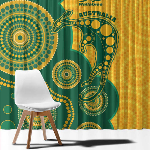 Australia Rugby Window Curtain Go Wallabies Aboriginal Style