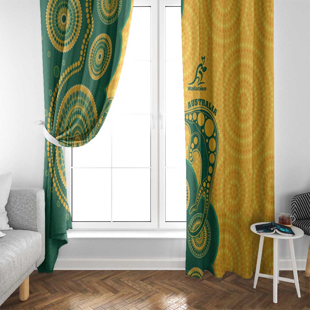 Australia Rugby Window Curtain Go Wallabies Aboriginal Style