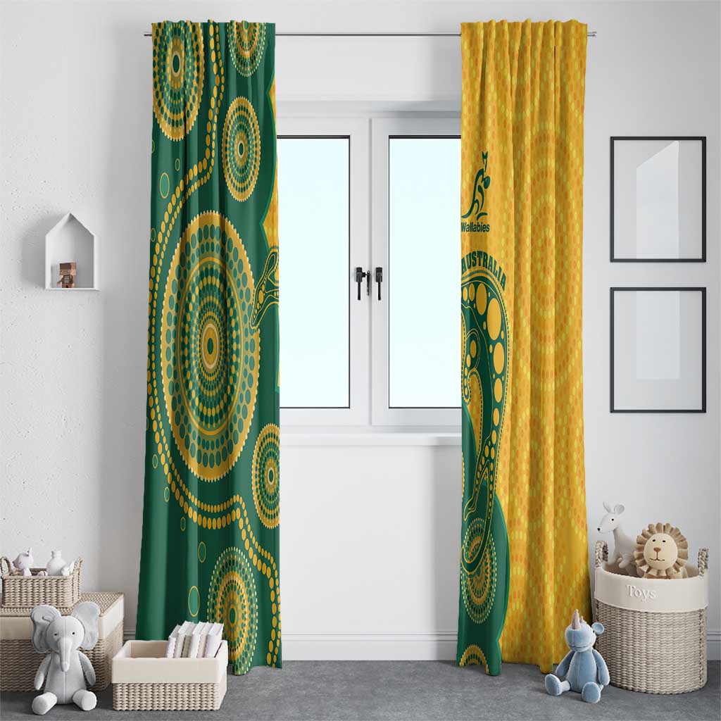Australia Rugby Window Curtain Go Wallabies Aboriginal Style