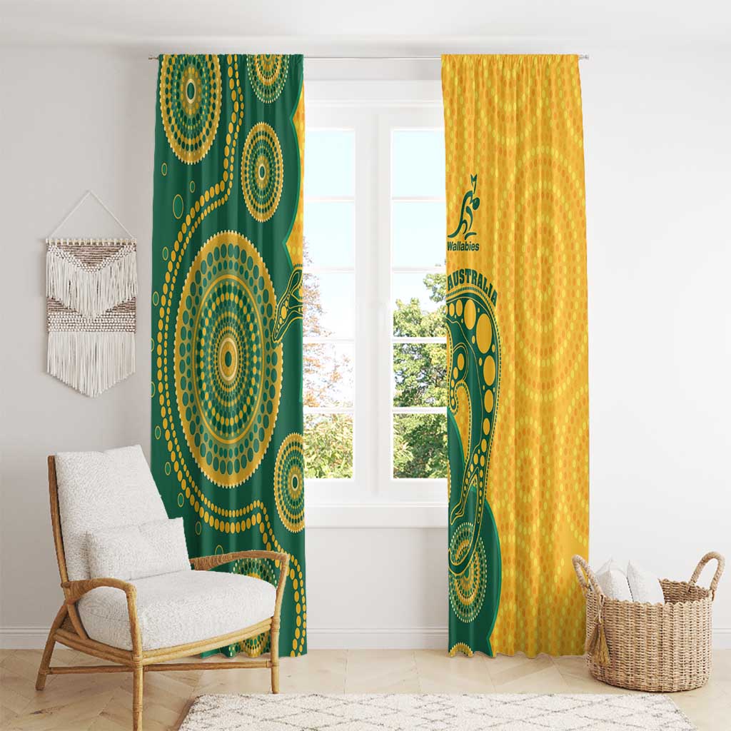 Australia Rugby Window Curtain Go Wallabies Aboriginal Style
