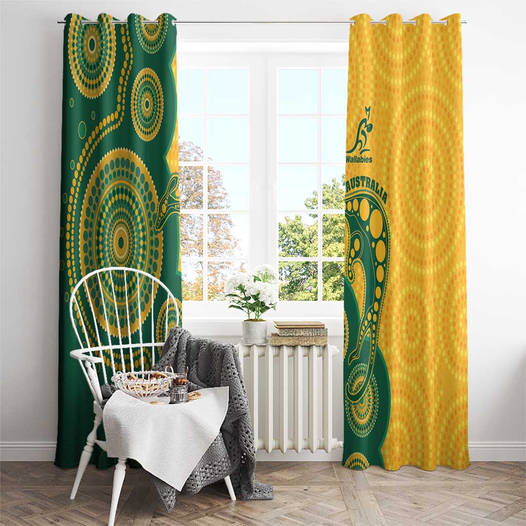 Australia Rugby Window Curtain Go Wallabies Aboriginal Style