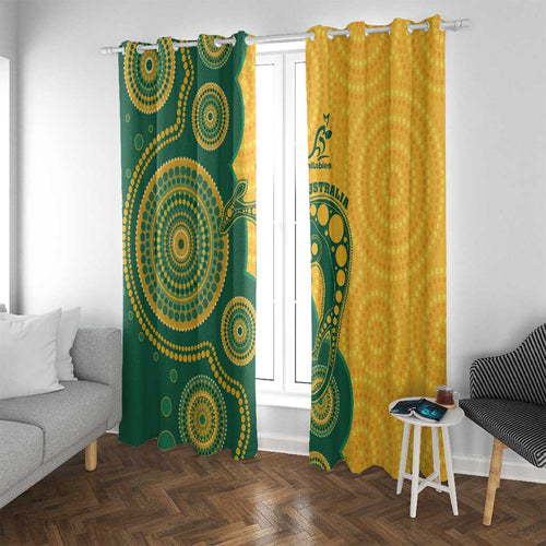 Australia Rugby Window Curtain Go Wallabies Aboriginal Style