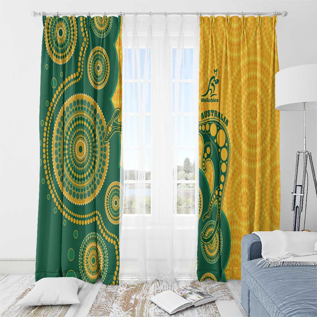 Australia Rugby Window Curtain Go Wallabies Aboriginal Style