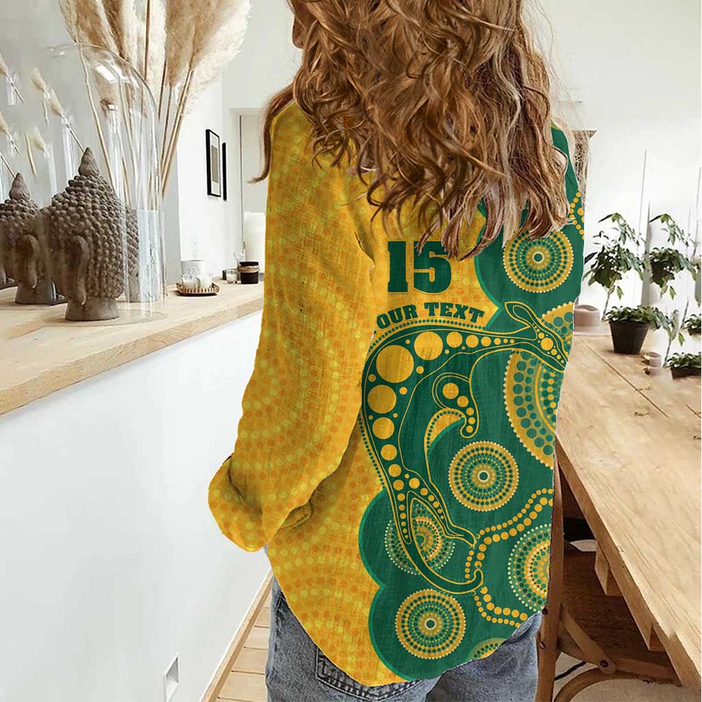Australia Rugby Custom Women Casual Shirt Go Wallabies Aboriginal Style