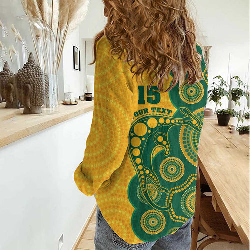 Australia Rugby Custom Women Casual Shirt Go Wallabies Aboriginal Style