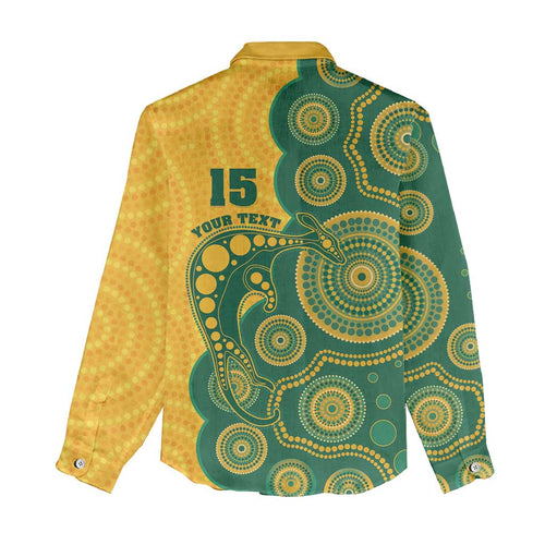 Australia Rugby Custom Women Casual Shirt Go Wallabies Aboriginal Style