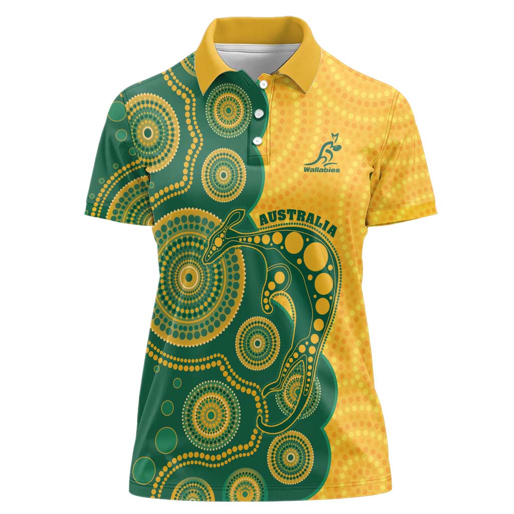 Australia Rugby Custom Women Polo Shirt Go Wallabies Aboriginal Style