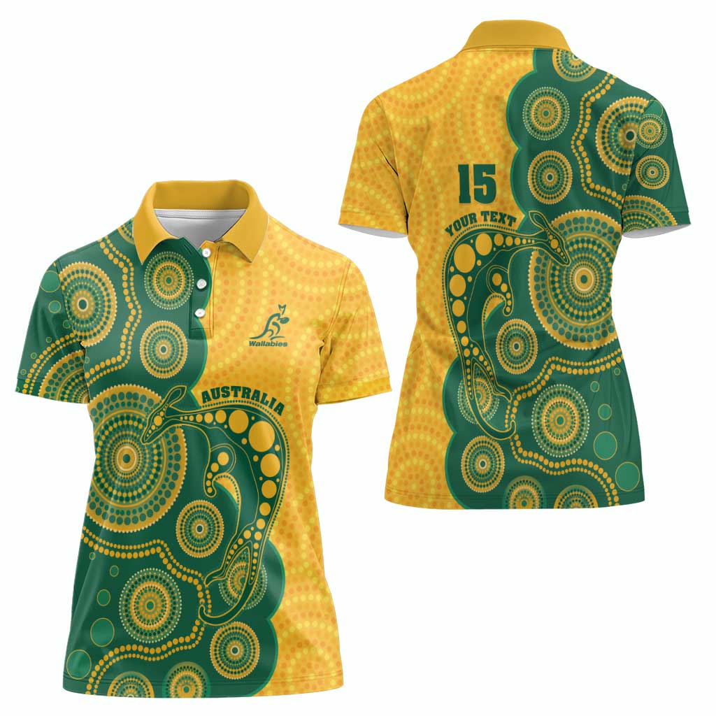Australia Rugby Custom Women Polo Shirt Go Wallabies Aboriginal Style