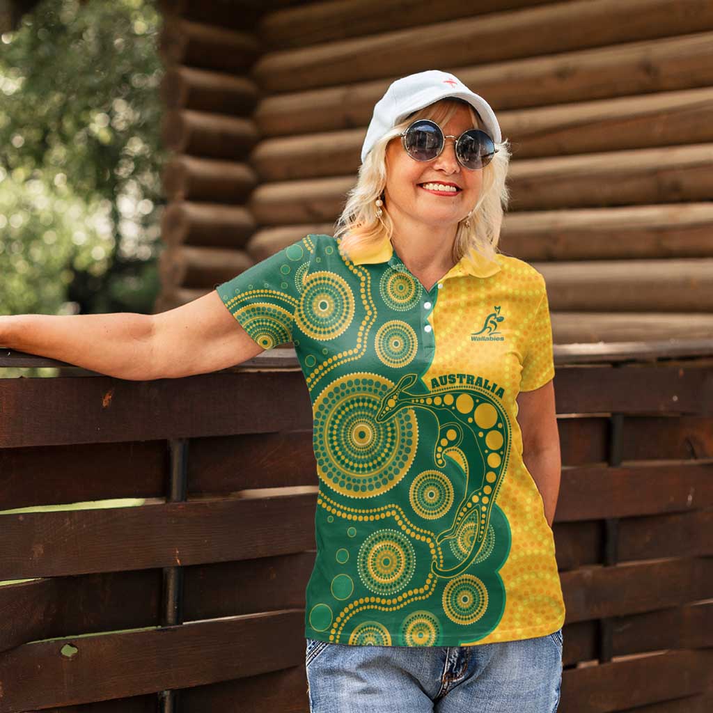 Australia Rugby Custom Women Polo Shirt Go Wallabies Aboriginal Style