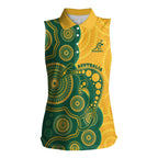 Australia Rugby Custom Women Sleeveless Polo Shirt Go Wallabies Aboriginal Style