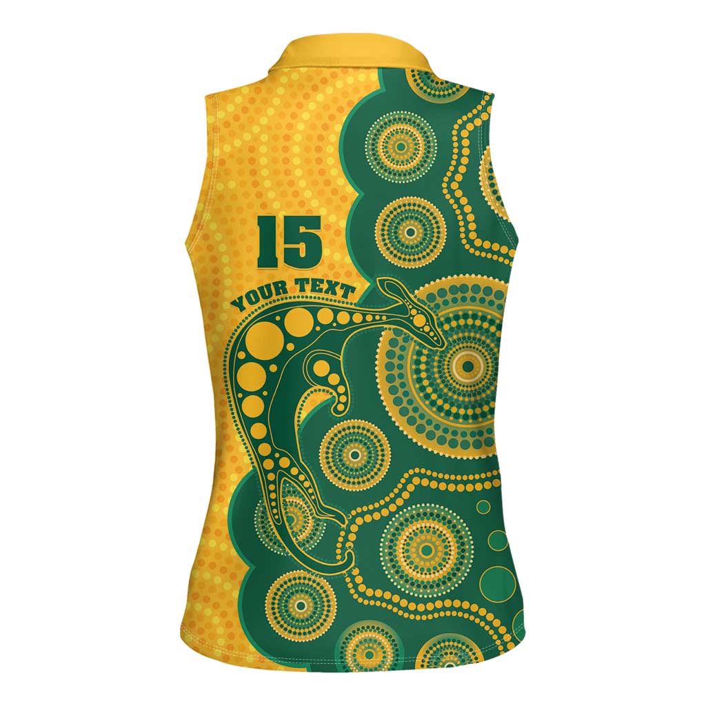 Australia Rugby Custom Women Sleeveless Polo Shirt Go Wallabies Aboriginal Style