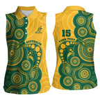 Australia Rugby Custom Women Sleeveless Polo Shirt Go Wallabies Aboriginal Style