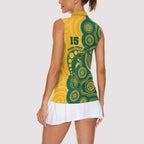 Australia Rugby Custom Women Sleeveless Polo Shirt Go Wallabies Aboriginal Style