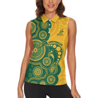 Australia Rugby Custom Women Sleeveless Polo Shirt Go Wallabies Aboriginal Style