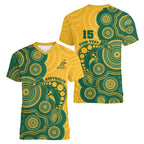 Australia Rugby Custom Women V-Neck T-Shirt Go Wallabies Aboriginal Style