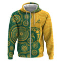 Australia Rugby Custom Zip Hoodie Go Wallabies Aboriginal Style