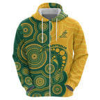 Australia Rugby Custom Zip Hoodie Go Wallabies Aboriginal Style