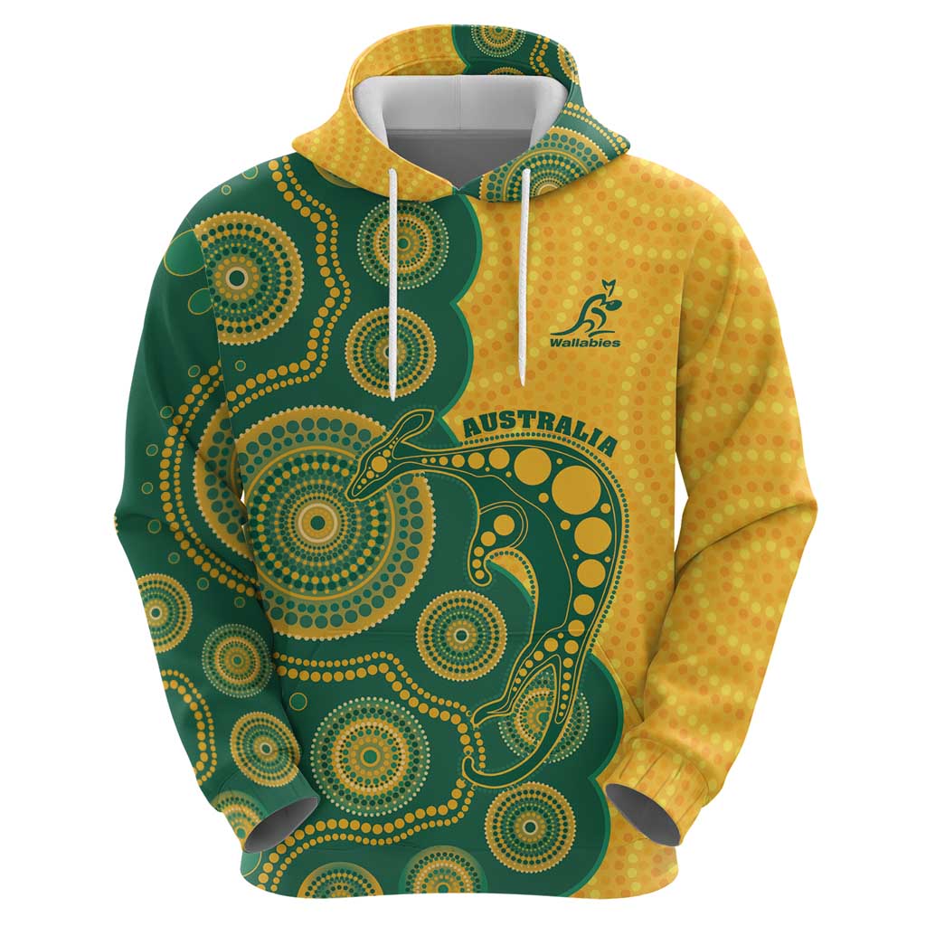 Australia Rugby Custom Zip Hoodie Go Wallabies Aboriginal Style