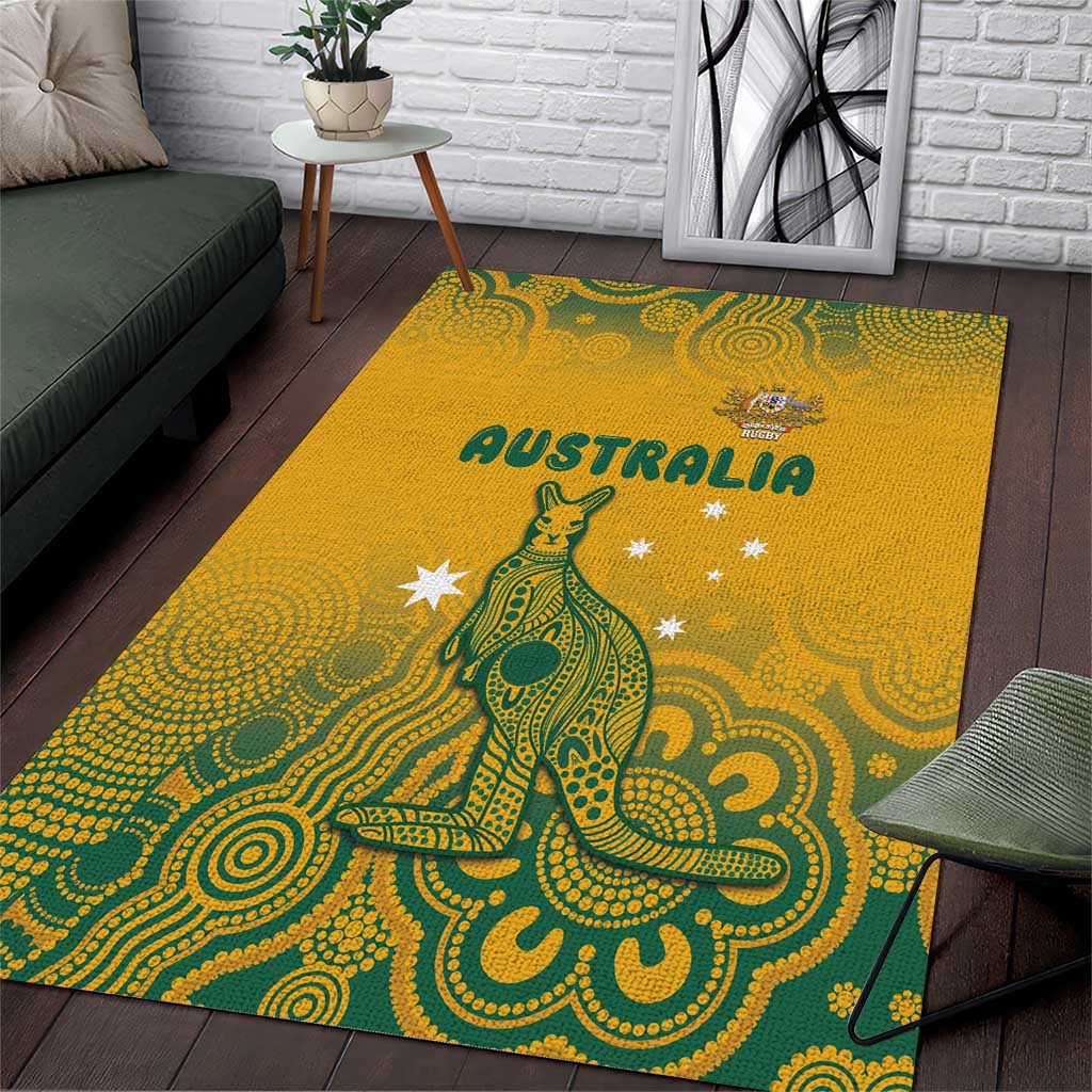 Australia Rugby Area Rug Wallabies Aboriginal Pattern