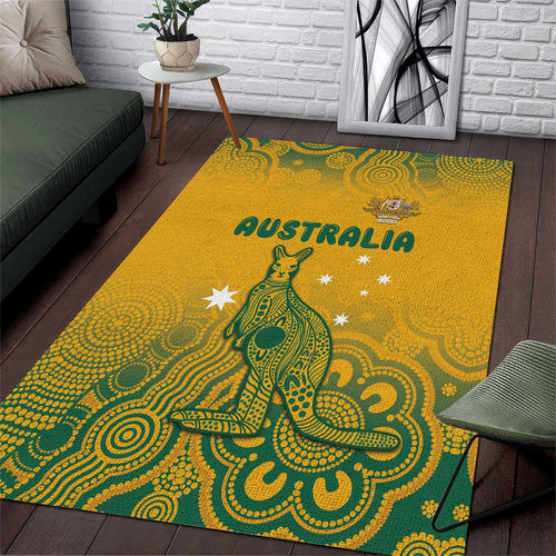 Australia Rugby Area Rug Wallabies Aboriginal Pattern