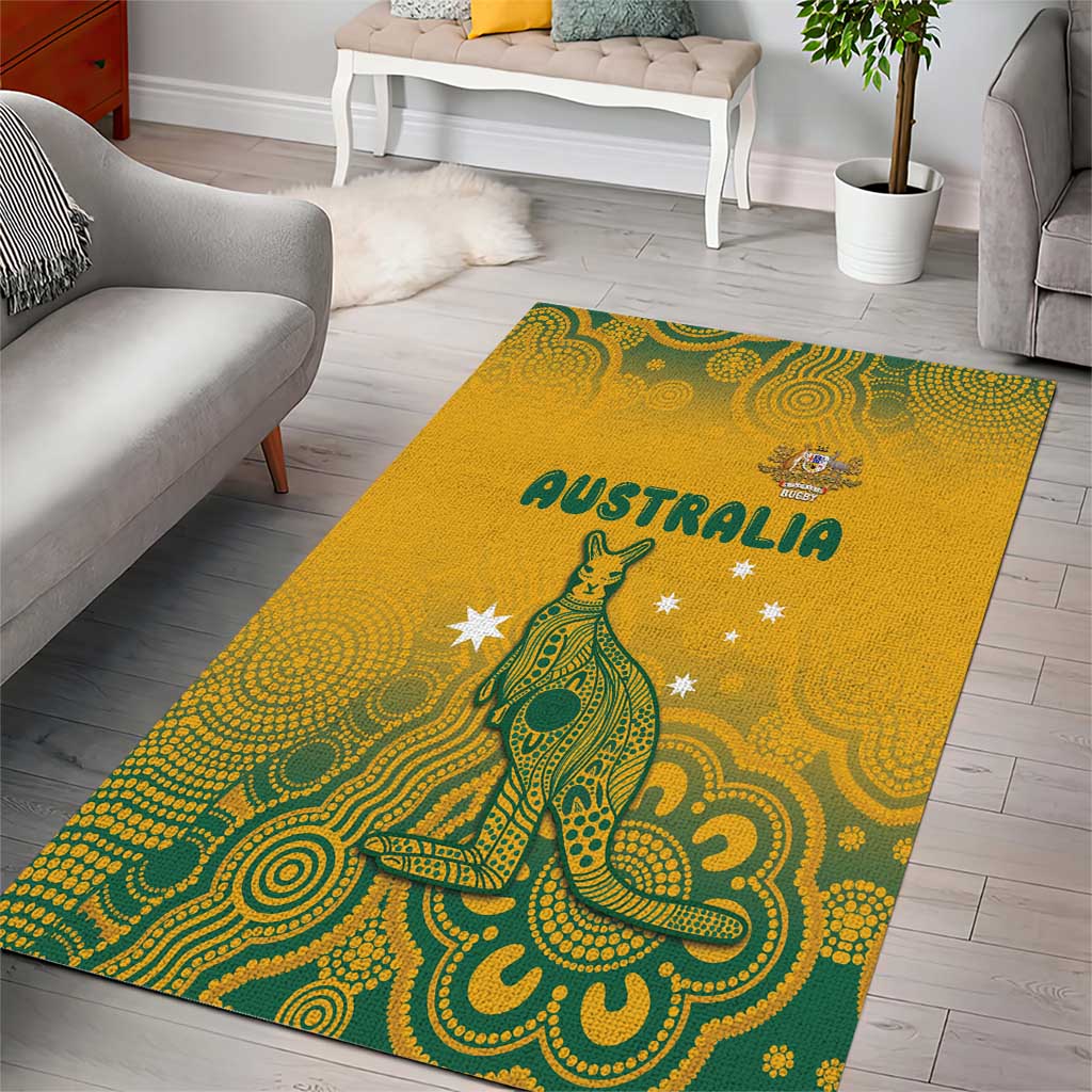 Australia Rugby Area Rug Wallabies Aboriginal Pattern