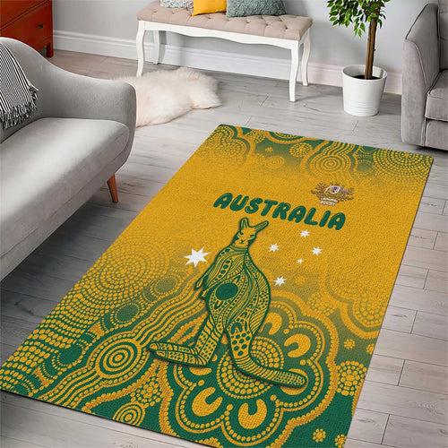 Australia Rugby Area Rug Wallabies Aboriginal Pattern