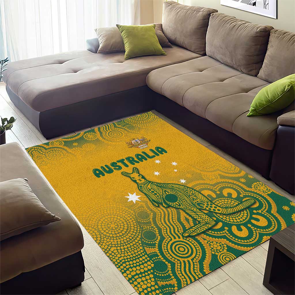 Australia Rugby Area Rug Wallabies Aboriginal Pattern