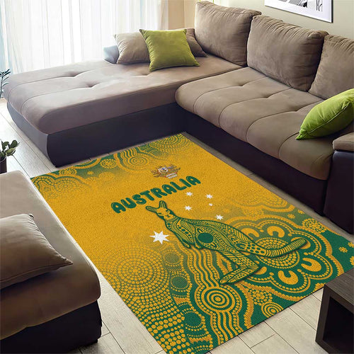 Australia Rugby Area Rug Wallabies Aboriginal Pattern