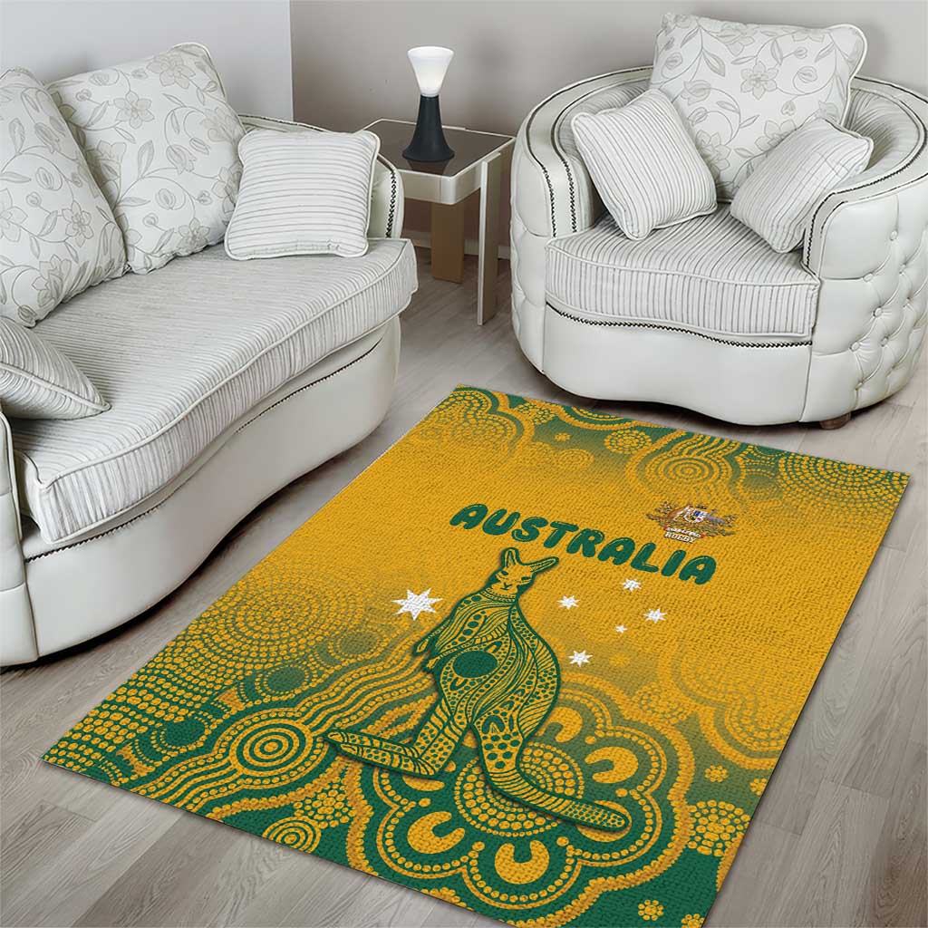 Australia Rugby Area Rug Wallabies Aboriginal Pattern