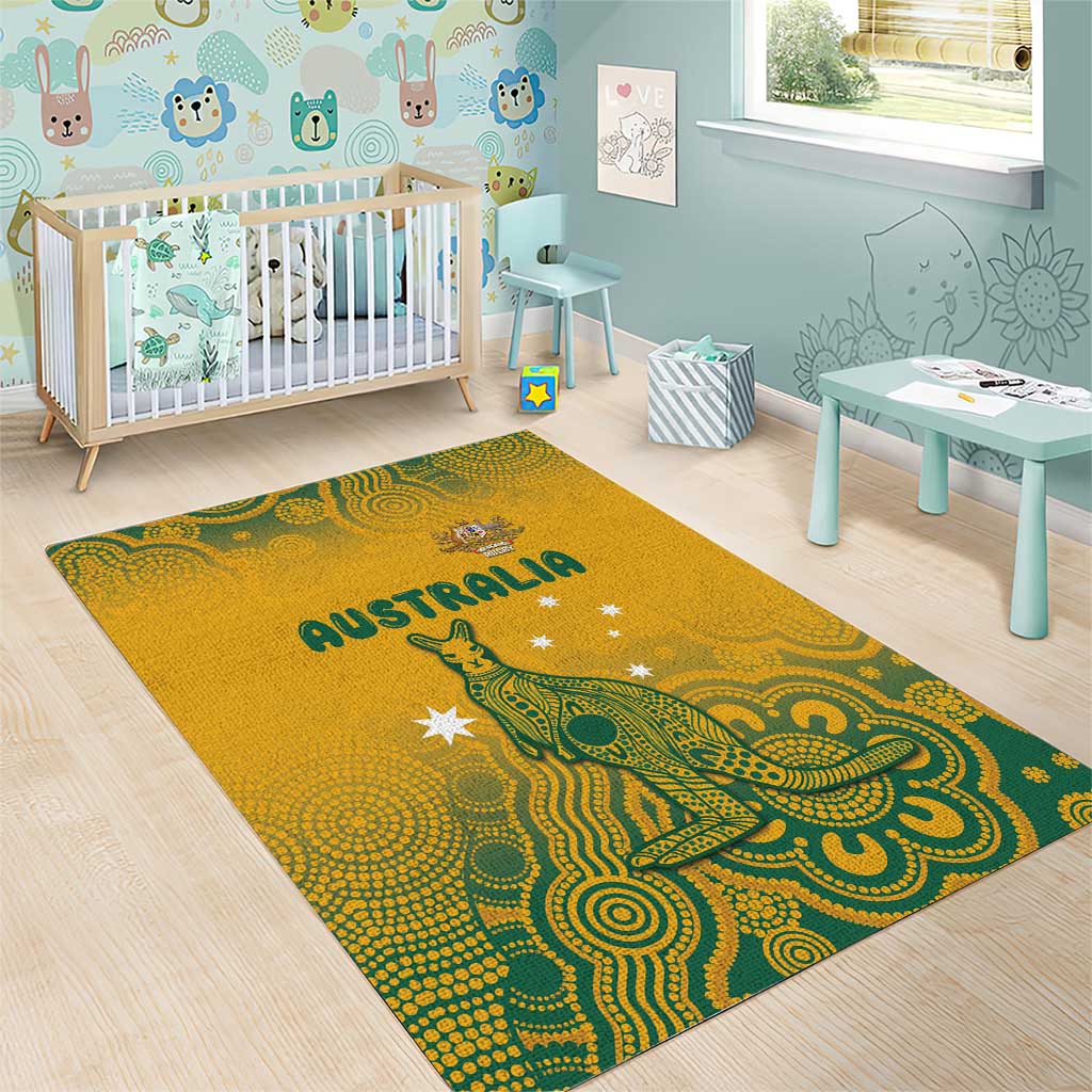 Australia Rugby Area Rug Wallabies Aboriginal Pattern