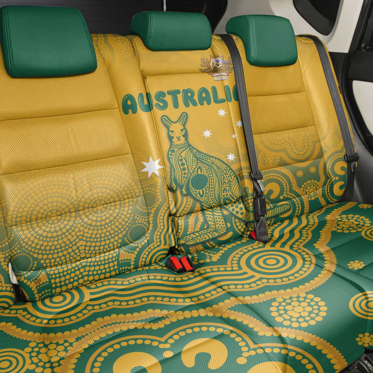 Australia Rugby Back Car Seat Cover Wallabies Aboriginal Pattern