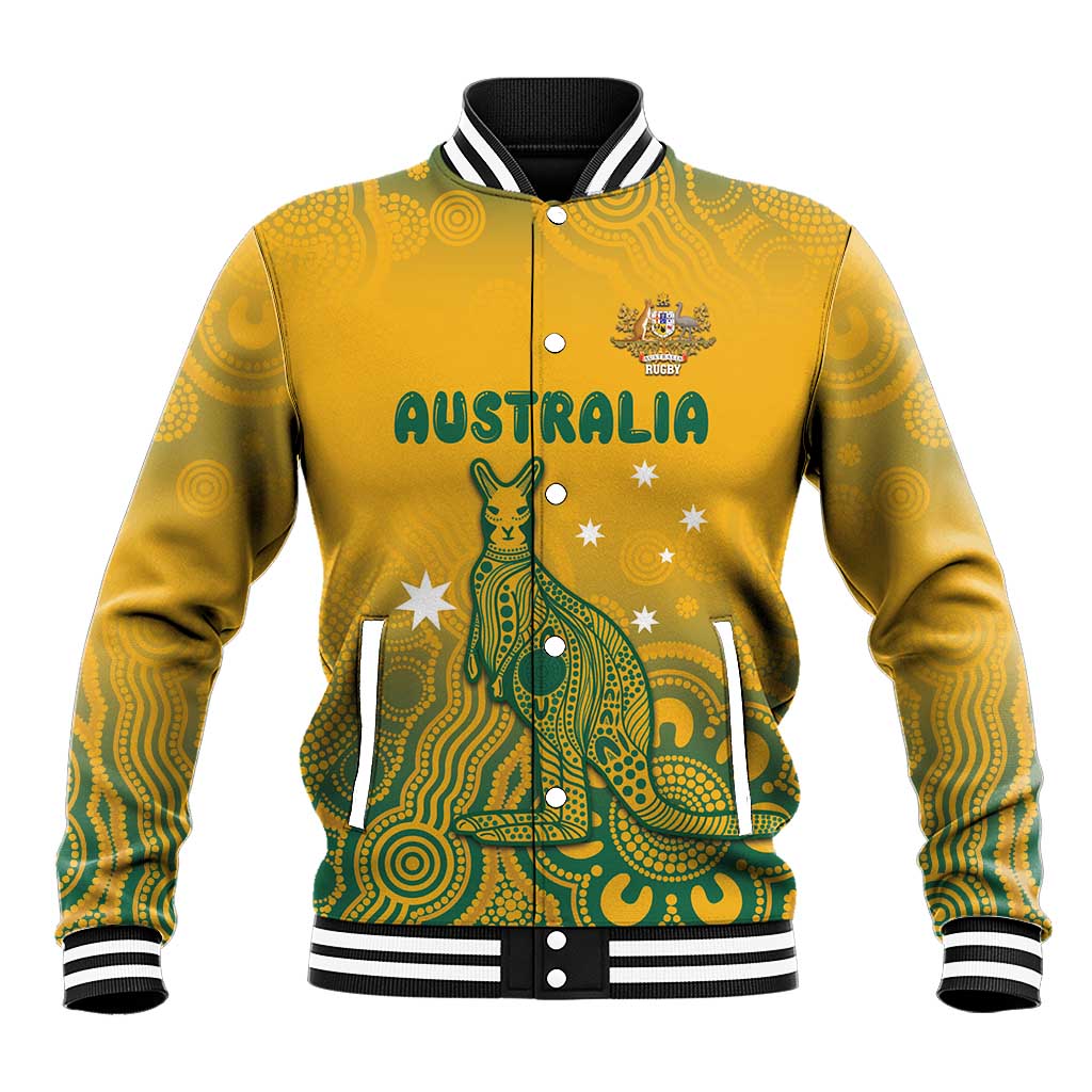 Australia Rugby Baseball Jacket Wallabies Aboriginal Pattern