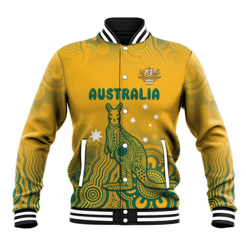 Australia Rugby Baseball Jacket Wallabies Aboriginal Pattern