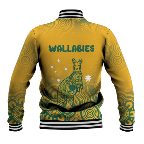 Australia Rugby Baseball Jacket Wallabies Aboriginal Pattern