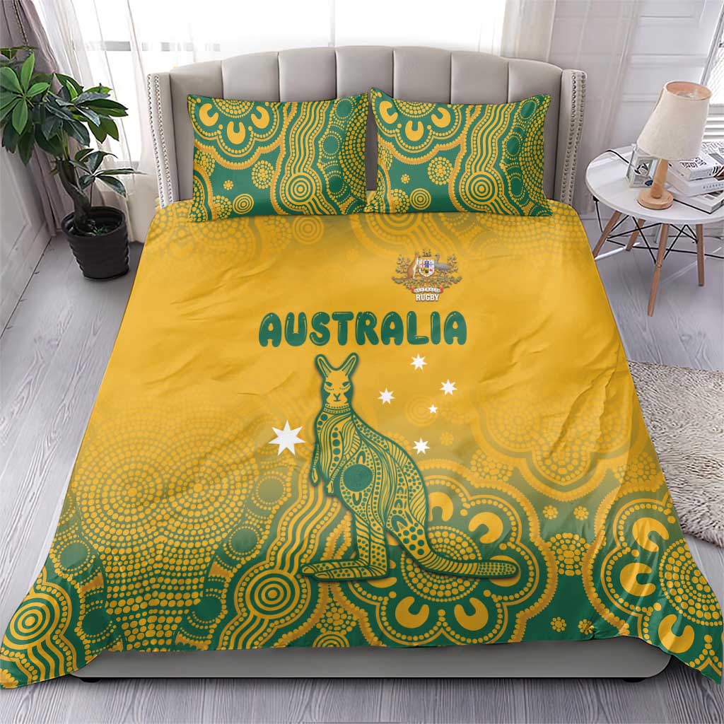 Australia Rugby Bedding Set Wallabies Aboriginal Pattern