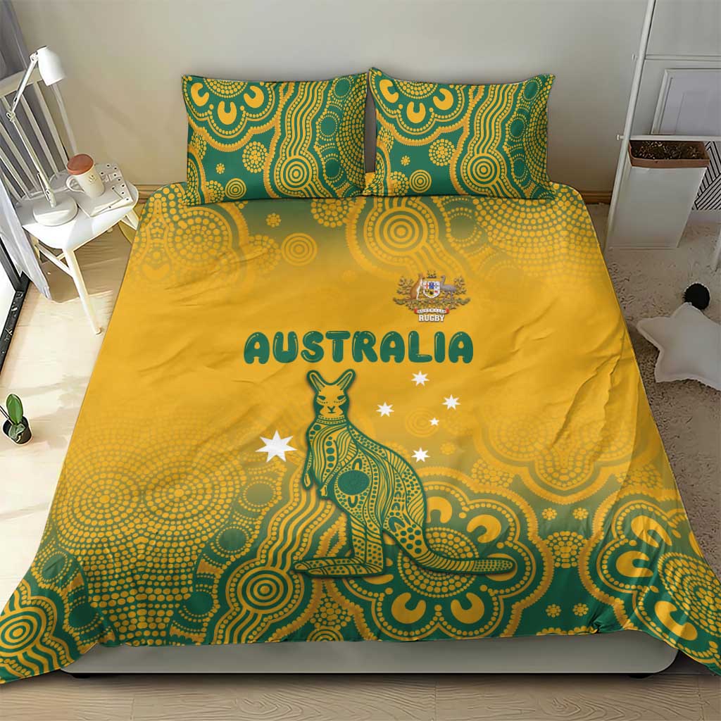 Australia Rugby Bedding Set Wallabies Aboriginal Pattern