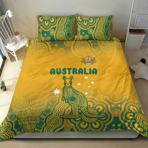 Australia Rugby Bedding Set Wallabies Aboriginal Pattern