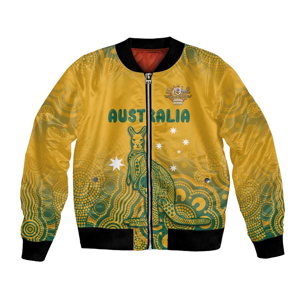 Australia Rugby Bomber Jacket Wallabies Aboriginal Pattern