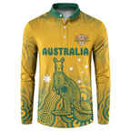 Australia Rugby Button Sweatshirt Wallabies Aboriginal Pattern