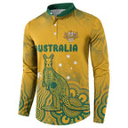 Australia Rugby Button Sweatshirt Wallabies Aboriginal Pattern