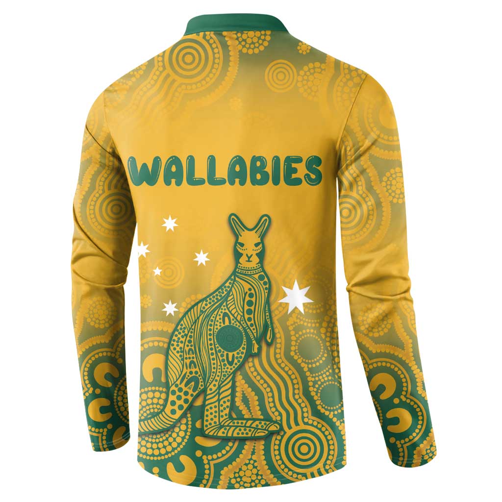 Australia Rugby Button Sweatshirt Wallabies Aboriginal Pattern
