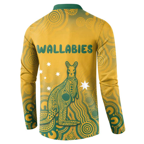 Australia Rugby Button Sweatshirt Wallabies Aboriginal Pattern