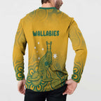 Australia Rugby Button Sweatshirt Wallabies Aboriginal Pattern