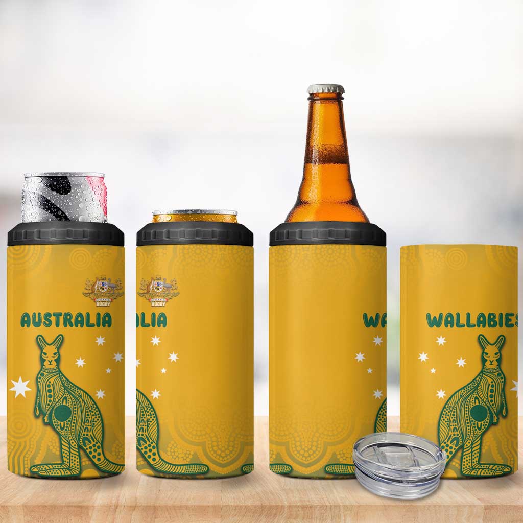Australia Rugby 4 in 1 Can Cooler Tumbler Wallabies Aboriginal Pattern