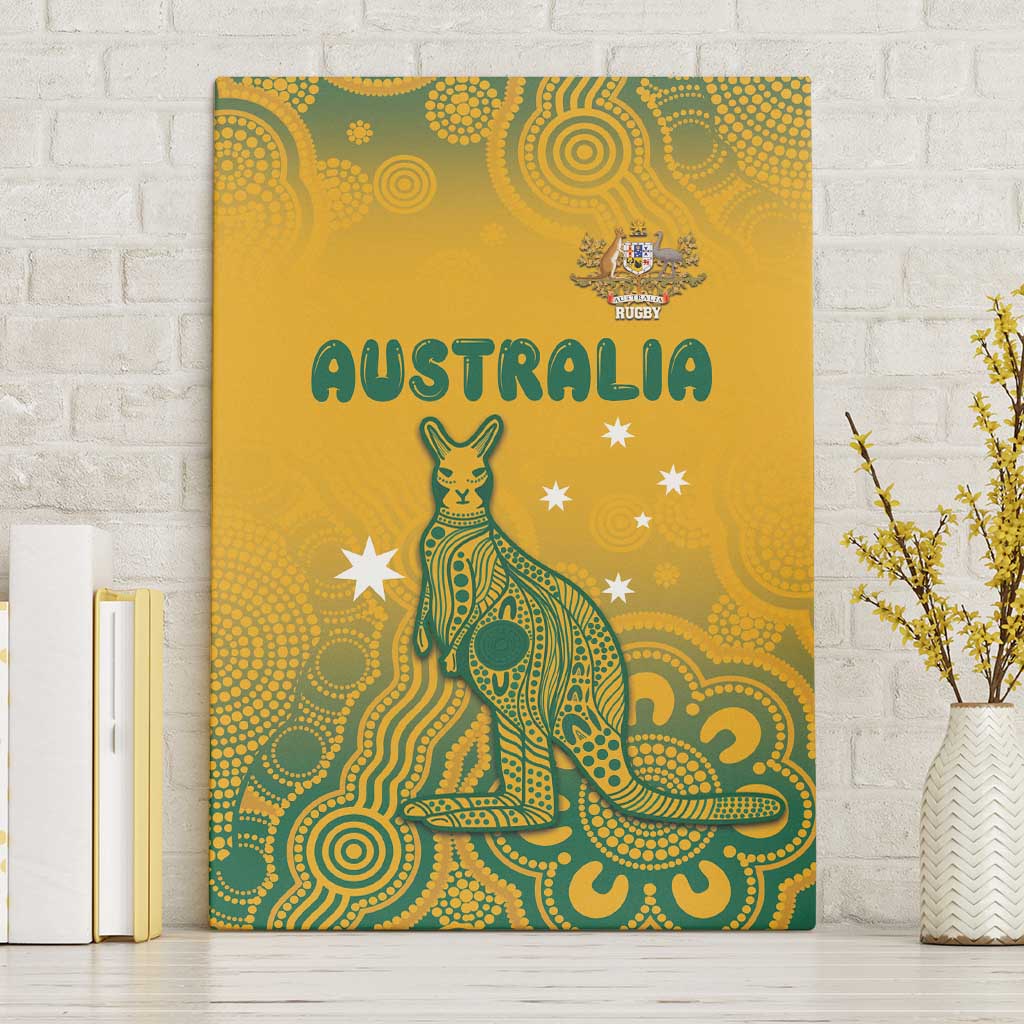 Australia Rugby Canvas Wall Art Wallabies Aboriginal Pattern