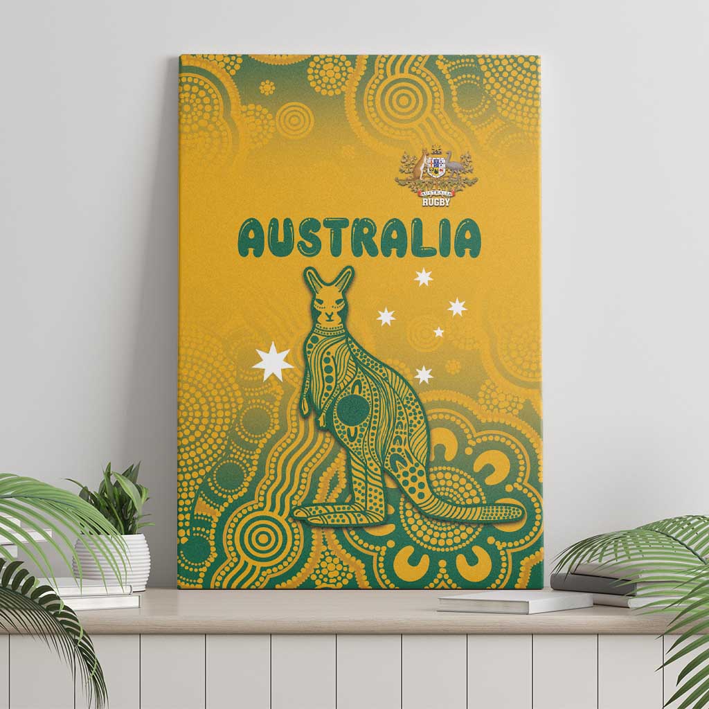 Australia Rugby Canvas Wall Art Wallabies Aboriginal Pattern