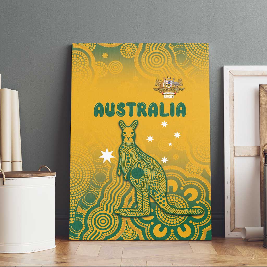 Australia Rugby Canvas Wall Art Wallabies Aboriginal Pattern