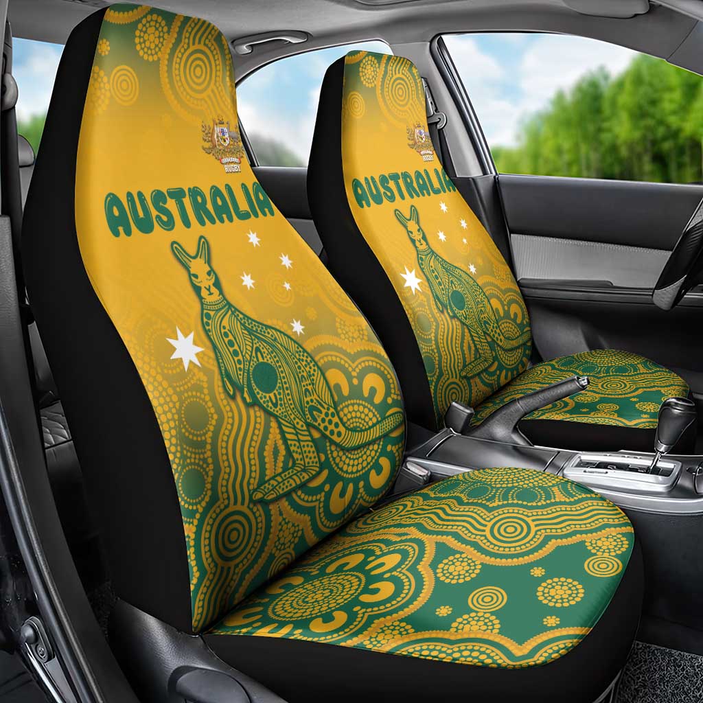 Australia Rugby Car Seat Cover Wallabies Aboriginal Pattern