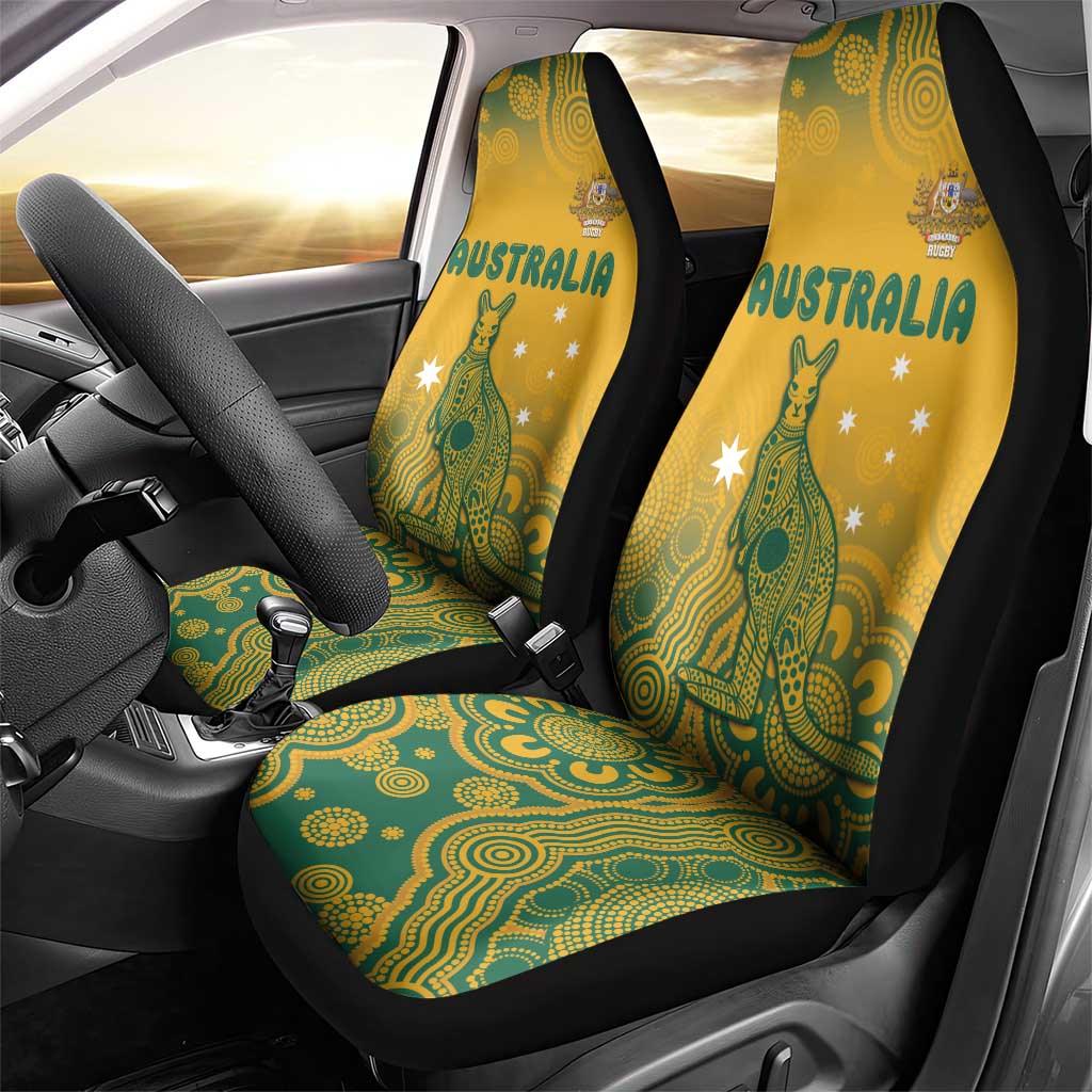 Australia Rugby Car Seat Cover Wallabies Aboriginal Pattern