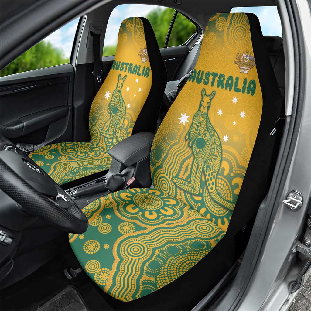 Australia Rugby Car Seat Cover Wallabies Aboriginal Pattern